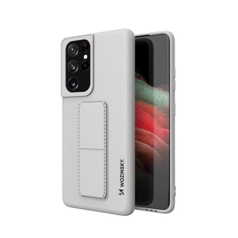 Silikonowe etui z podstawką etui Samsung Galaxy S21 Ultra 5G Kickstand Case szare