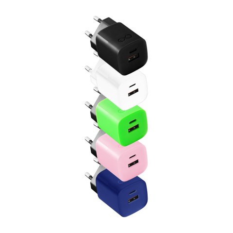 Ładowarka sieciowa eXc CUBE, 2xUSB (typ A+C), 33W, szybkie ładowanie, kolor mix