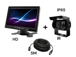 Monitor samochodowy lcd 7 cali 12/24v kabel 5m oraz kamera cofania 4pin zestaw hd