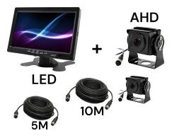 Monitor samochodowy lcd 7 cali 12/24v kabel 5m/10m oraz kamera cofania 4pin zestaw ahd