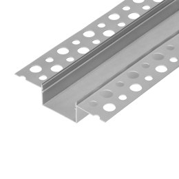 Profil aluminiowy na 2 taśmy LED, 2000 x 57,89 x 9,8 mm, wpuszczany w karton gips, srebrny