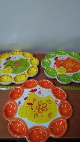 Talerz ceramiczny na jajka kolorowy KURKA