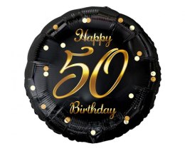 Balon foliowy B&C Happy 50 Birthday czarny nadruk złoty 18