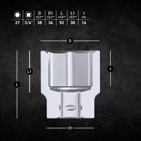 Nasadka 3/4" 6-kąt 27 mm
