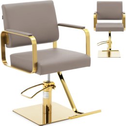Fotel fryzjerski barberski kosmetyczny z podnóżkiem Physa OTLEY - beżowo - złoty
