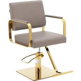 Fotel fryzjerski barberski kosmetyczny z podnóżkiem Physa OTLEY - beżowo - złoty