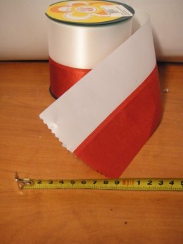 Wstążka tkana flaga biało - czerwona Polska 10 cm x 10 m 225152