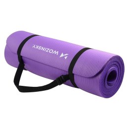 Mata gimnastyczna do ćwiczeń jogi fitnesu 181 x 63 x 0.9cm purpurowa