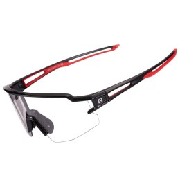 Okulary rowerowe fotochromowe z filtrami UV 400 UVA i UVB czarno-czerwone