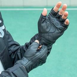 Rękawiczki motocyklowe bez palców z ochroną kostek rozmiar L czarne