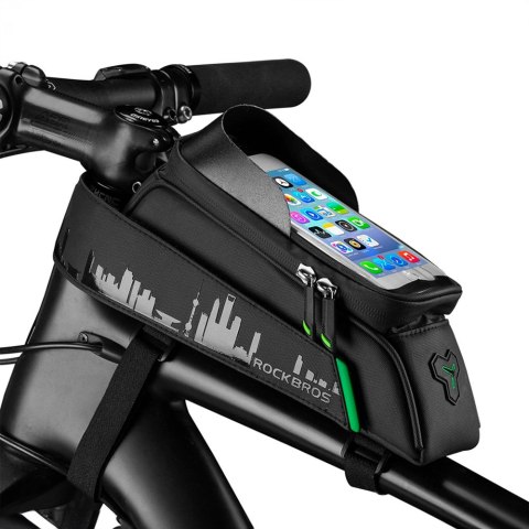 Sakwa torba rowerowa na ramę z pokrowcem na telefon nawigację czarna