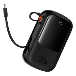 Powerbank Qpow Pro+ 20000mAh z kablem USB-C i wyświetlaczem - czarny