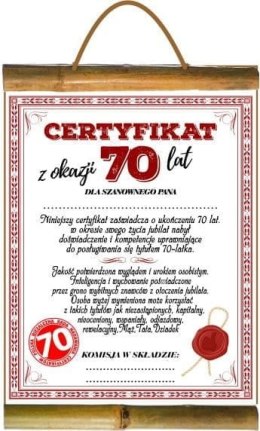 Dyplom certyfikat 70 lat Pan | D82