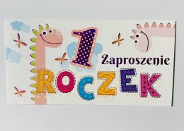 Zaproszenia na roczek 10szt. + koperta